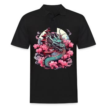Tokio Asien 80er Japanischer Retro Drache Drachen - Männer Poloshirt - Schwarz - Vorne - Kai (181cm)