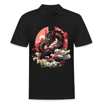 Tokio Asien 80er Japanischer Retro Drache Drachen - Männer Poloshirt - Schwarz - Vorne - Kai (181cm)