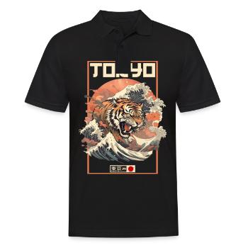 Tokyo Asie 80s Rétro Tiger Japonais - Polo Homme - noir - Devant - Kai (181cm)