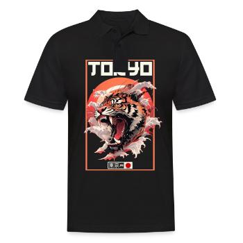 Tokio Asien 80er Japanischer Retro Tiger - Männer Poloshirt - Schwarz - Vorne - Kai (181cm)