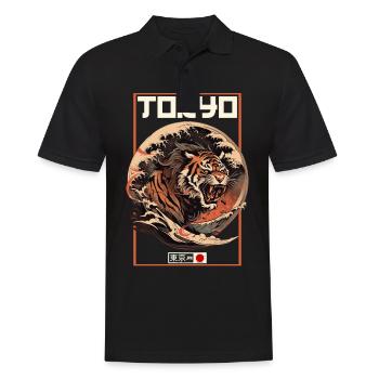 Tokyo Asie 80s Rétro Tiger Japonais - Polo Homme - noir - Devant - Kai (181cm)