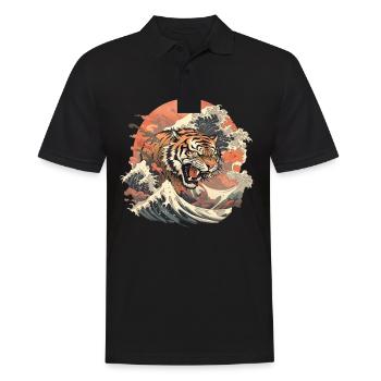 Tokyo Asie 80s Rétro Tiger Japonais - Polo Homme - noir - Devant - Kai (181cm)