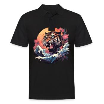Tokio Asien 80er Japanischer Retro Tiger - Männer Poloshirt - Schwarz - Vorne - Kai (181cm)