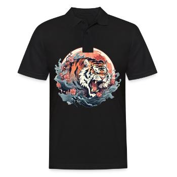 Tokyo Asie 80s Rétro Tiger Japonais - Polo Homme - noir - Devant - Kai (181cm)