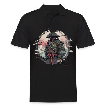 Asia 80s Japanese Retro Samurai Samurai - Men's Polo Shirt - black - Front - Kai (181cm)