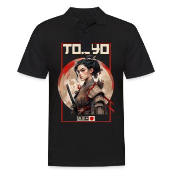 Asia 80s Japanese Retro Samurai Samurai - Men's Polo Shirt - black - Front - Kai (181cm)