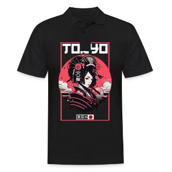 Asia 80s Japanese Retro Samurai Samurai - Men's Polo Shirt - black - Front - Kai (181cm)