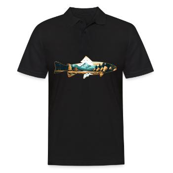 Pêche à la mouche de la truite : le rêve de tous - Polo Homme - noir - Devant - Kai (181cm)