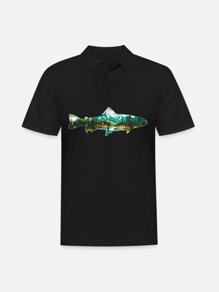 Fly fishing for trout: retro love for the - Men's Polo Shirt - black