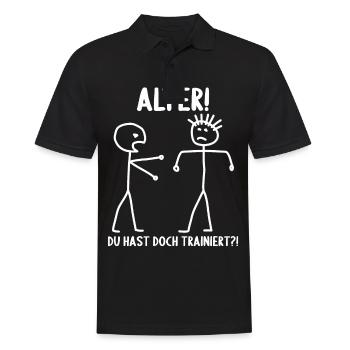 Fitness Bodybuilder Gym Alter hast du trainiert - Männer Poloshirt - Schwarz - Vorne - Kai (181cm)