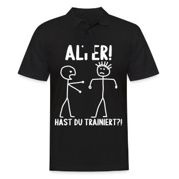 Fitness Bodybuilder Gym Alter hast du trainiert - Männer Poloshirt - Schwarz - Vorne - Kai (181cm)