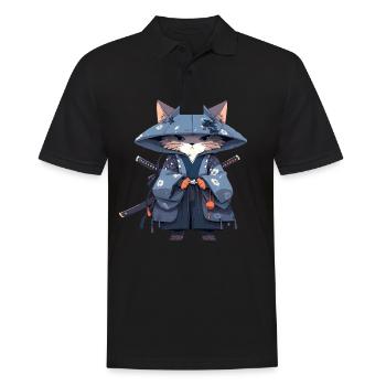Asia Cat Japanese Samurai Samurai - Men's Polo Shirt - black - Front - Kai (181cm)