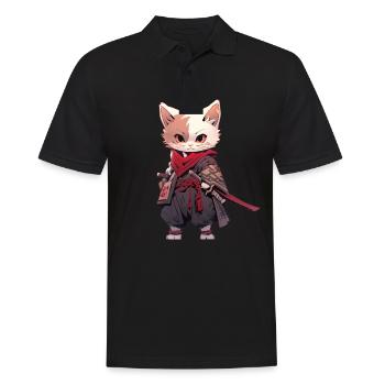 Asia Cat Japanese Samurai Samurai - Men's Polo Shirt - black - Front - Kai (181cm)