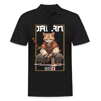 Asia Cat Japanese Samurai Samurai - Men's Polo Shirt - black - Front - Kai (181cm)