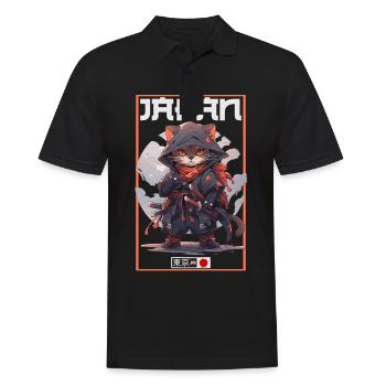 Asia Cat Japanese Samurai Samurai - Men's Polo Shirt - black - Front - Kai (181cm)