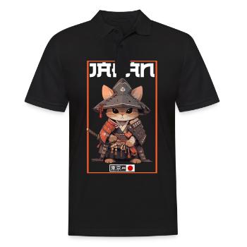 Asia Cat Japanese Samurai Samurai - Men's Polo Shirt - black - Front - Kai (181cm)