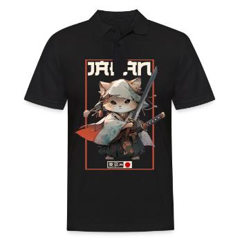 Asia Cat Japanese Samurai Samurai - Men's Polo Shirt - black - Front - Kai (181cm)