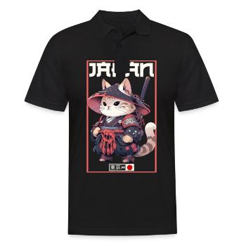 Asia Cat Japanese Samurai Samurai - Men's Polo Shirt - black - Front - Kai (181cm)