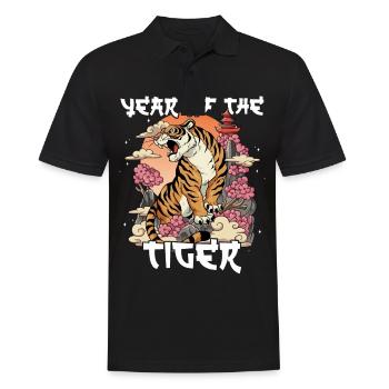Année du Tigre Nouvel An lunaire chinois - Polo Homme - noir - Devant - Kai (181cm)
