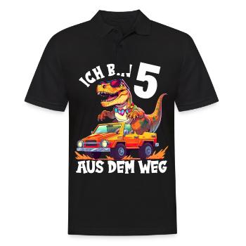 T-Rex fährt Monster Truck Ich bin 5. Geburtstag - Männer Poloshirt - Schwarz - Vorne - Kai (181cm)