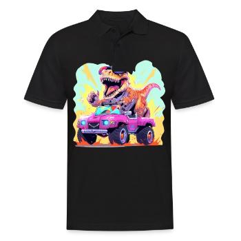 T-Rex conduit un camion monstre - Polo Homme - noir - Devant - Kai (181cm)