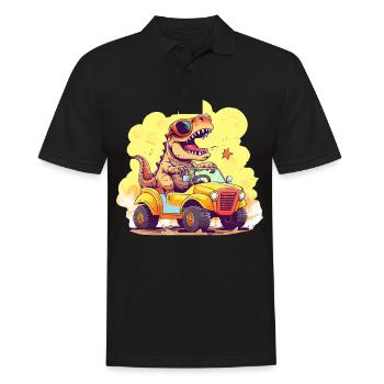 T-Rex conduit un camion monstre - Polo Homme - noir - Devant - Kai (181cm)
