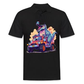 T-Rex conduit un camion monstre - Polo Homme - noir - Devant - Kai (181cm)