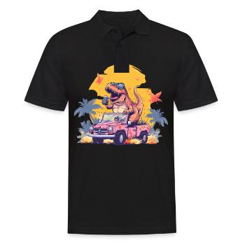 T-Rex conduit un camion monstre - Polo Homme - noir - Devant - Kai (181cm)