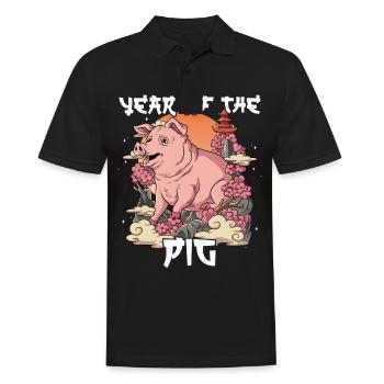 Année du Cochon Nouvel An lunaire chinois - Polo Homme - noir - Devant - Kai (181cm)