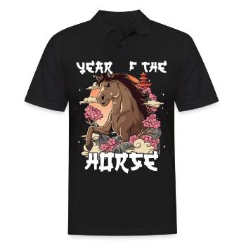 Année du Cheval Nouvel An lunaire chinois - Polo Homme - noir - Devant - Kai (181cm)