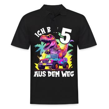 T-Rex fährt Monster Truck Ich bin 5. Geburtstag - Männer Poloshirt - Schwarz - Vorne - Kai (181cm)