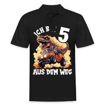 T-Rex fährt Monster Truck Ich bin 5. Geburtstag - Männer Poloshirt - Schwarz - Vorne - Kai (181cm)