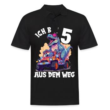 T-Rex fährt Monster Truck Ich bin 5. Geburtstag - Männer Poloshirt - Schwarz - Vorne - Kai (181cm)