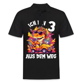 T-Rex fährt Monster Truck Ich bin 3. Geburtstag - Männer Poloshirt - Schwarz - Vorne - Kai (181cm)