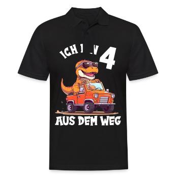 T-Rex fährt Monster Truck Ich bin 4. Geburtstag - Männer Poloshirt - Schwarz - Vorne - Kai (181cm)