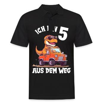 T-Rex fährt Monster Truck Ich bin 5. Geburtstag - Männer Poloshirt - Schwarz - Vorne - Kai (181cm)