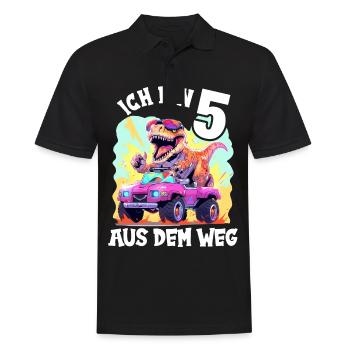 T-Rex fährt Monster Truck Ich bin 5. Geburtstag - Männer Poloshirt - Schwarz - Vorne - Kai (181cm)