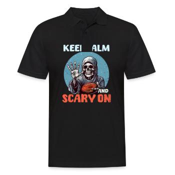 Football Halloween Restez calme et effrayant - Polo Homme - noir - Devant - Kai (181cm)