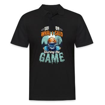 Fußball Halloween Tut mir leid, was ich während des Spiels gesagt habe - Männer Poloshirt - Schwarz - Vorne - Kai (181cm)