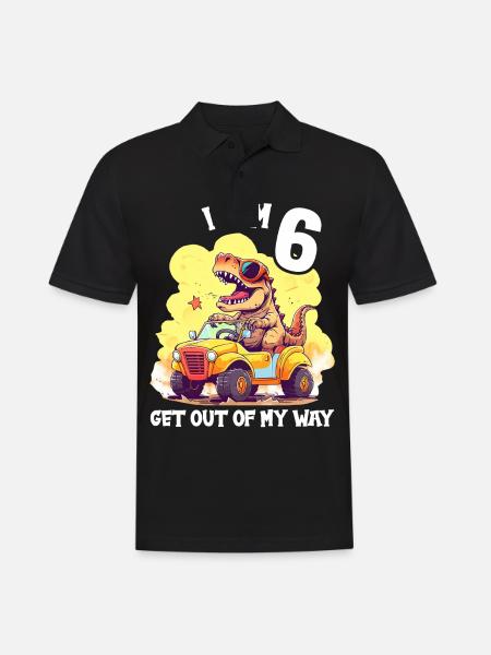 T-Rex Drives Monster Truck I'm 6th Birthday - Men's Polo Shirt - black