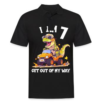 T-Rex conduit un camion monstre J’ai 7e anniversaire - Polo Homme - noir - Devant - Kai (181cm)