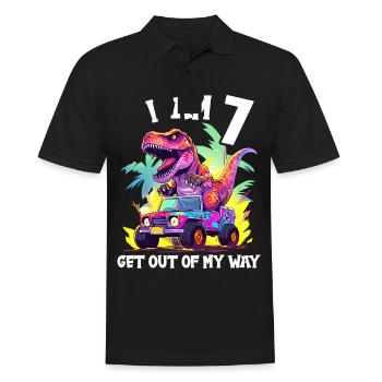 T-Rex conduit un camion monstre J’ai 7e anniversaire - Polo Homme - noir - Devant - Kai (181cm)