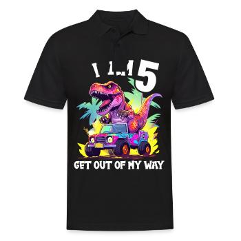 T-Rex fährt Monster Truck Ich bin 5. Geburtstag - Männer Poloshirt - Schwarz - Vorne - Kai (181cm)