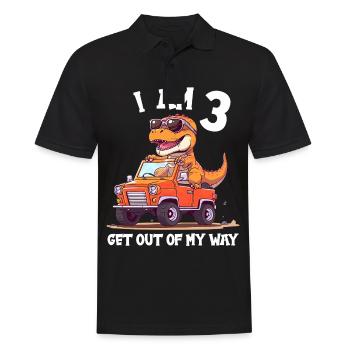 T-Rex Drives Monster Truck I'm 3rd Birthday - Men's Polo Shirt - black - Front - Kai (181cm)