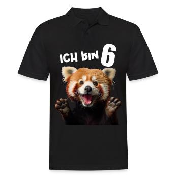 6 Jahre Kleiner Roter Panda Pandas 6. Geburtstag - Männer Poloshirt - Schwarz - Vorne - Kai (181cm)
