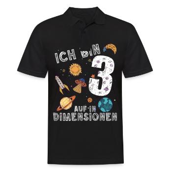 Ich bin 3 Auf in neue Dimensionen 3. Geburtstag - Männer Poloshirt - Schwarz - Vorne - Kai (181cm)