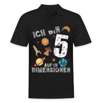 Ich bin 5 Auf in neue Dimensionen 5. Geburtstag - Männer Poloshirt - Schwarz - Vorne - Kai (181cm)