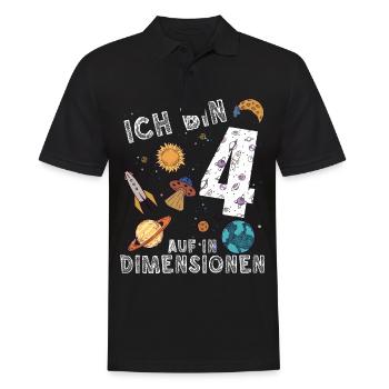 Ich bin 4 Auf in neue Dimensionen 4. Geburtstag - Männer Poloshirt - Schwarz - Vorne - Kai (181cm)