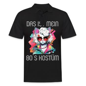 80er Motto Party Das ist mein 80er Kostüm - Männer Poloshirt - Schwarz - Vorne - Kai (181cm)