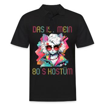 80er Motto Party Das ist mein 80er Kostüm - Männer Poloshirt - Schwarz - Vorne - Kai (181cm)